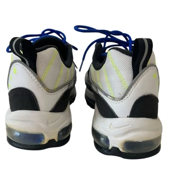 Nike Air Max 98 White Blue Volt Black Men’s Size 9.5 Sneakers (640744-103)