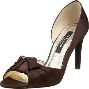Nina Mocha Brown Satin Heels Wedding Formal Prom Cocktail Party Designer Shoes 6