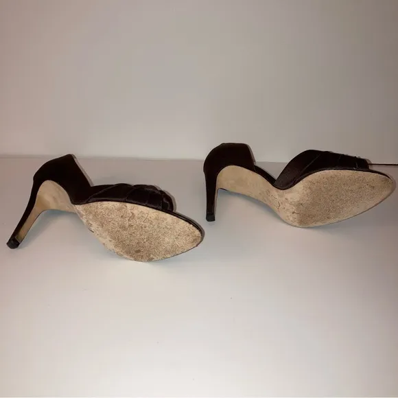 Nina Mocha Brown Satin Heels Wedding Formal Prom Cocktail Party Designer Shoes 6