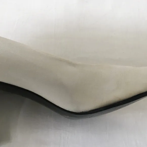 NINA Vintage Satin Pumps Block Heels Cream Off White Size 9