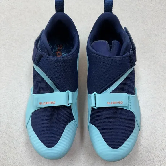 Nine Adult Men Cycling Shoes With Clips- Blue and Orange