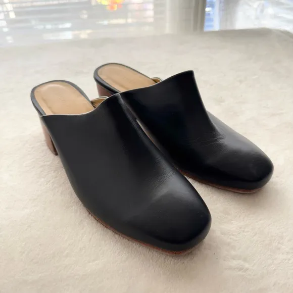 Nisolo All-Day Heeled Leather Mule Shoes Black Brown Women 9.5