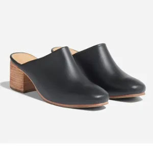 Nisolo All-Day Heeled Leather Mule Shoes Black Brown Women 9.5
