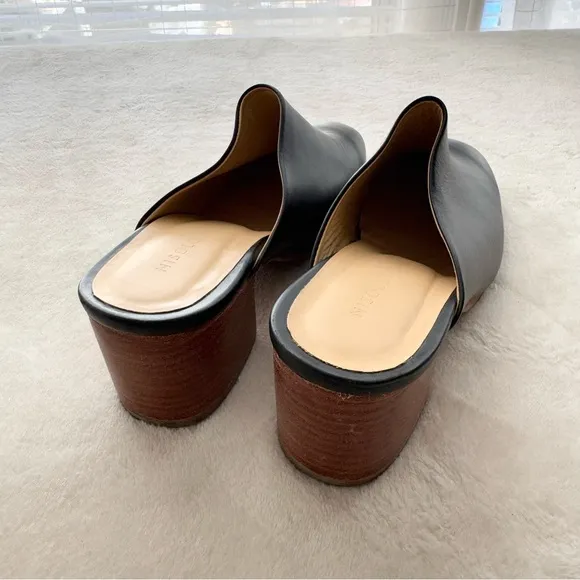 Nisolo All-Day Heeled Leather Mule Shoes Black Brown Women 9.5