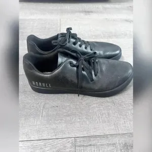 NOBULL All Black Perforated Traditional Leather Trainer Shoes