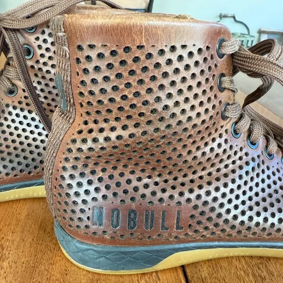 NoBull High-Top Coffee Brown Leather Trainers Mens 8 Minimalist Cross Fit Weight