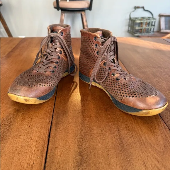 NoBull High-Top Coffee Brown Leather Trainers Mens 8 Minimalist Cross Fit Weight