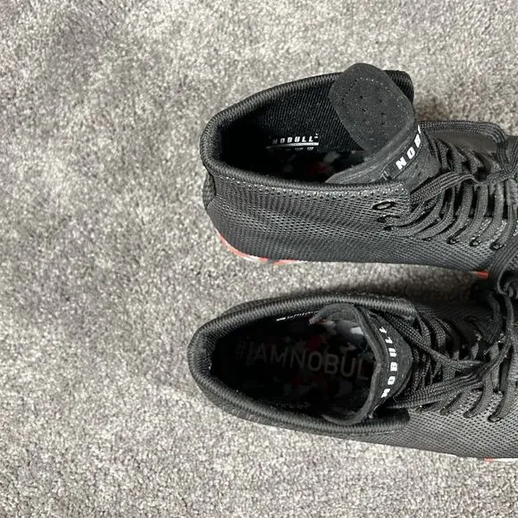 NoBull SuperFabric High-Top Black Red Trainers CrossFit Shoes Men’s 7.5 Womens 9