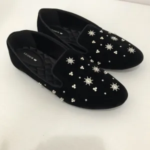 NWOT Birdies Starling Crystal Flat Women's Shoes Black Velvet Crystal Size 8