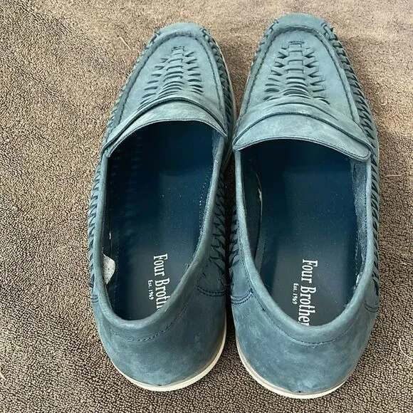 NWOT Four Brothers Woven Navy Moccasin Shoes Loafer Size 12 Mens