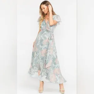 NWOT Show Me Your Mumu Size XXL Jess Ruffle Midi Dress Sage I Do Floral $198
