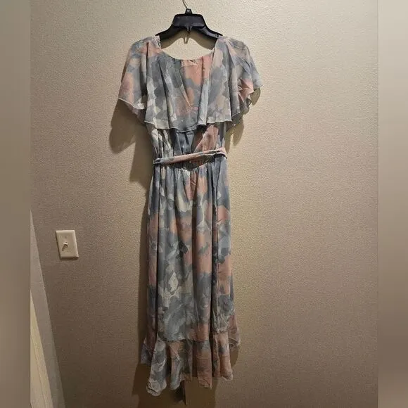 NWOT Show Me Your Mumu Size XXL Jess Ruffle Midi Dress Sage I Do Floral $198