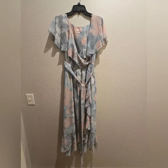 NWOT Show Me Your Mumu Size XXL Jess Ruffle Midi Dress Sage I Do Floral $198