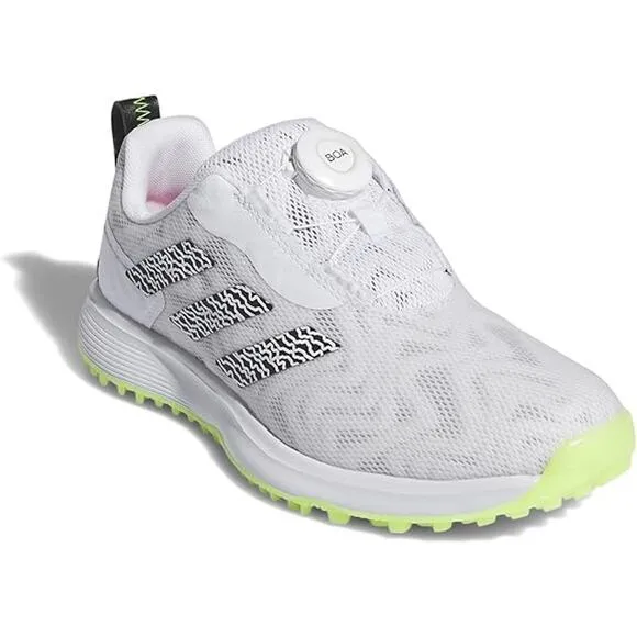 NWT Adidas Girls Spikeless Golf Shoes - White/Black/Lemon, Kids Size 6