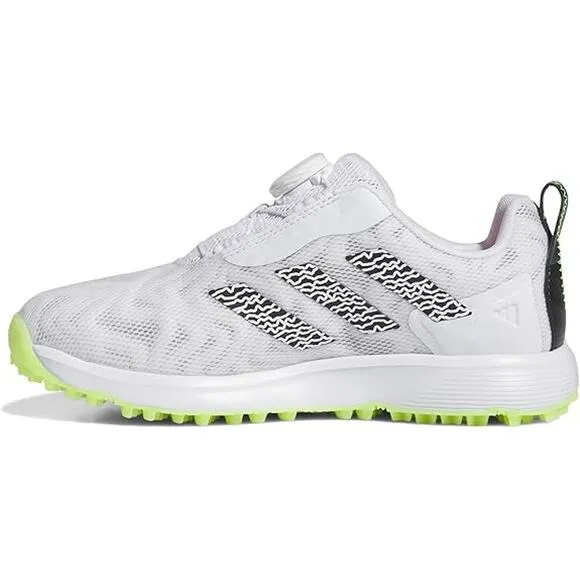 NWT Adidas Girls Spikeless Golf Shoes - White/Black/Lemon, Kids Size 6