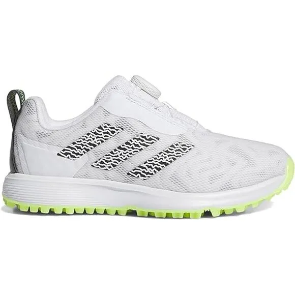 NWT Adidas Girls Spikeless Golf Shoes - White/Black/Lemon, Kids Size 6