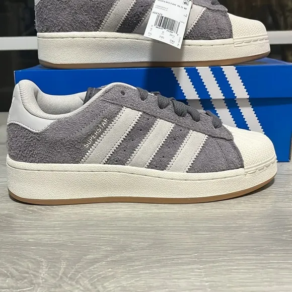 NWT Adidas Originals Superstar XLG Women's Shoes - Grey/White - IG2125