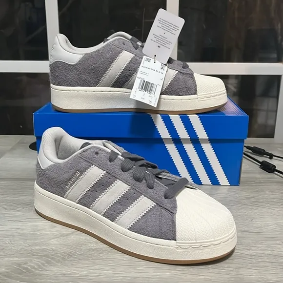 NWT Adidas Originals Superstar XLG Women's Shoes - Grey/White - IG2125