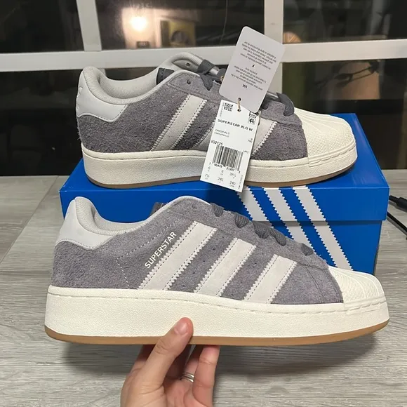 NWT Adidas Originals Superstar XLG Women's Shoes - Grey/White - IG2125