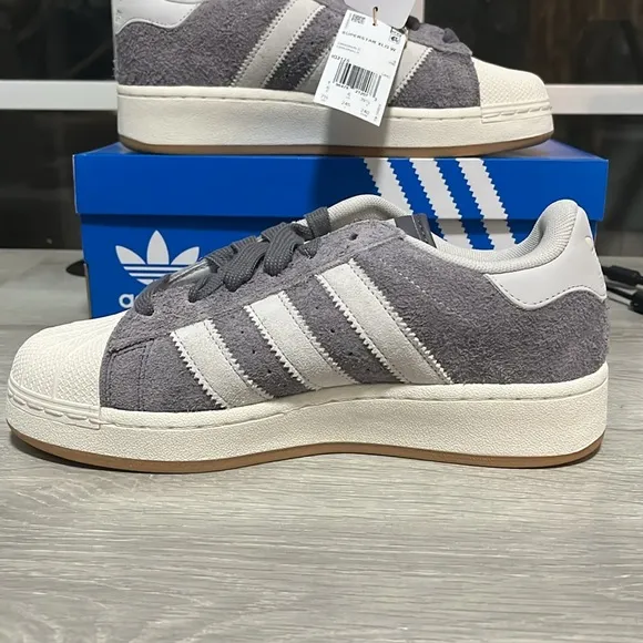 NWT Adidas Originals Superstar XLG Women's Shoes - Grey/White - IG2125