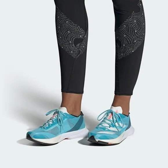 NWT Adidas Women's Running Adizero Adios 8 ,Light Aqua/White/Grey-Size 7