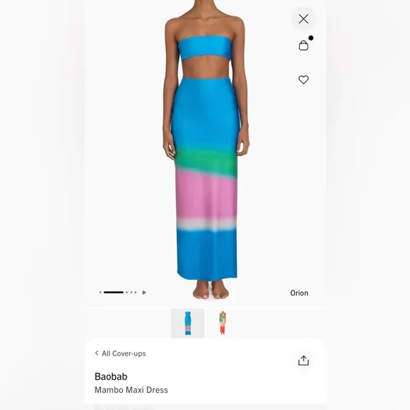 NWT Baobab Mambo long dress, in color Orion blue/green/purple sz Large orig $285