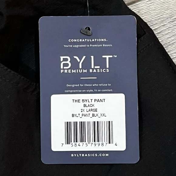 NWT BYLT Everyday Pant Black Stretch Premium Performance - Men's Size XXL 2XL