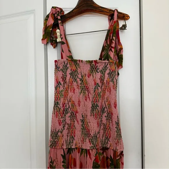 NWT FARM Rio Pink Mango Trees Midi Dress