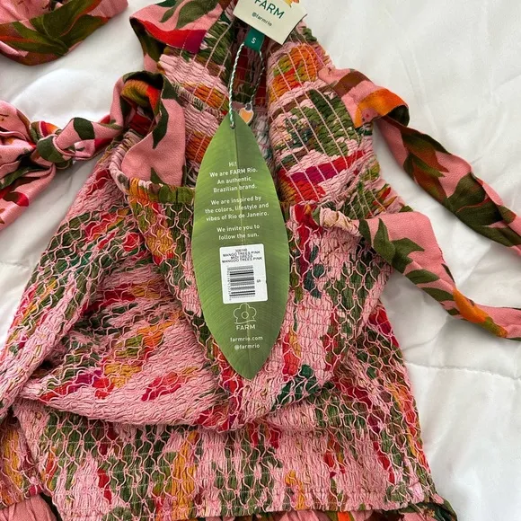 NWT FARM Rio Pink Mango Trees Midi Dress