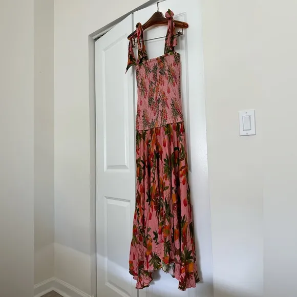 NWT FARM Rio Pink Mango Trees Midi Dress