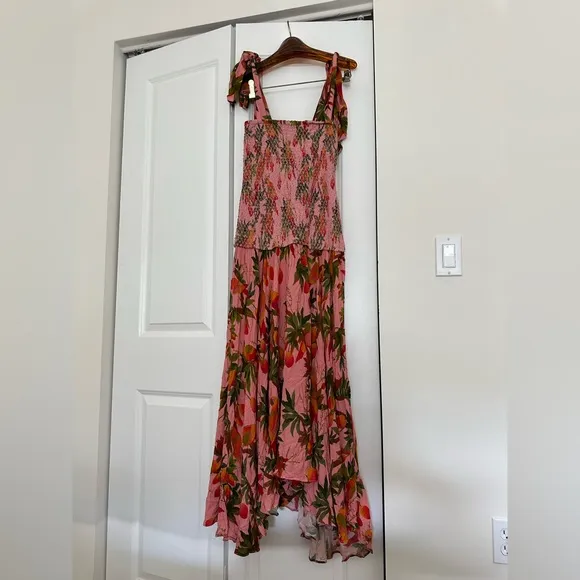 NWT FARM Rio Pink Mango Trees Midi Dress