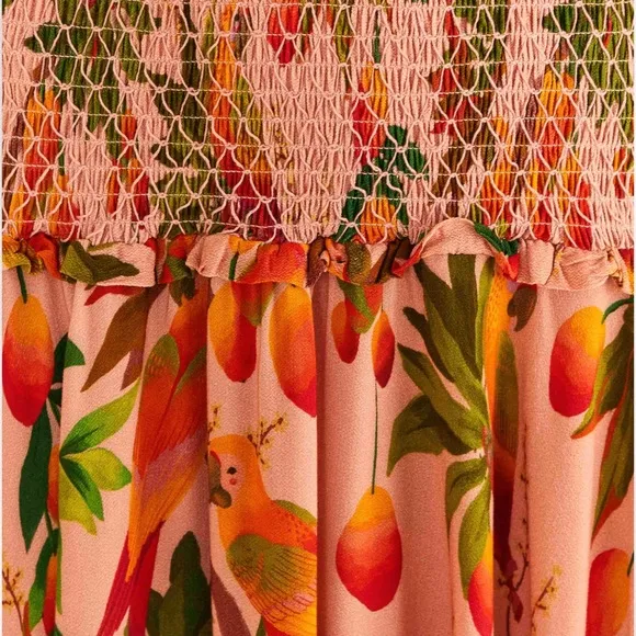 NWT FARM Rio Pink Mango Trees Midi Dress