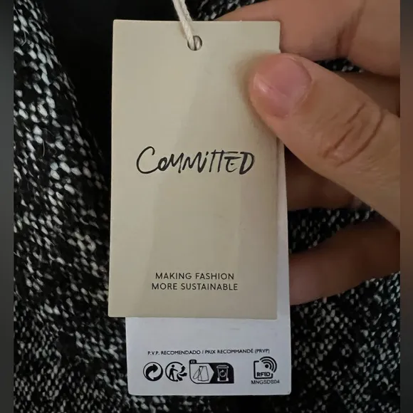NWT Mango tailored long coat in black and white speck