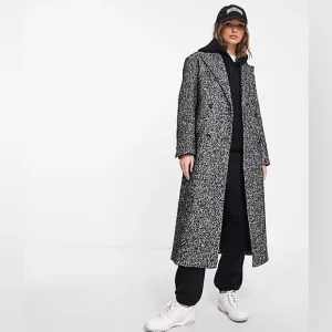 NWT Mango tailored long coat in black and white speck