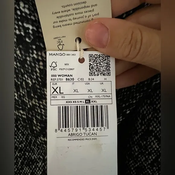 NWT Mango tailored long coat in black and white speck