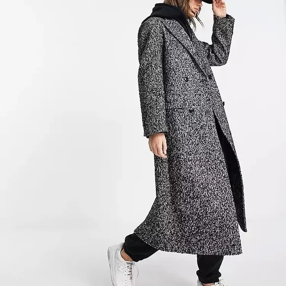NWT Mango tailored long coat in black and white speck