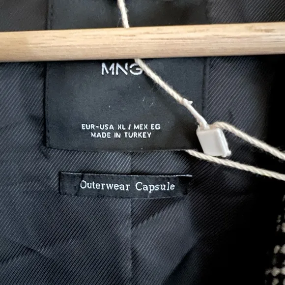 NWT Mango tailored long coat in black and white speck