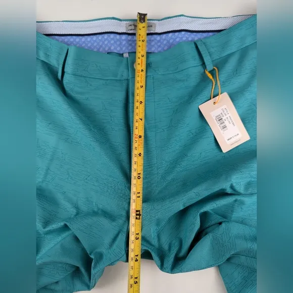 NWT Peter Millar Mens Salem Fishing Performance Golf Shorts 38 Green MS23EB83