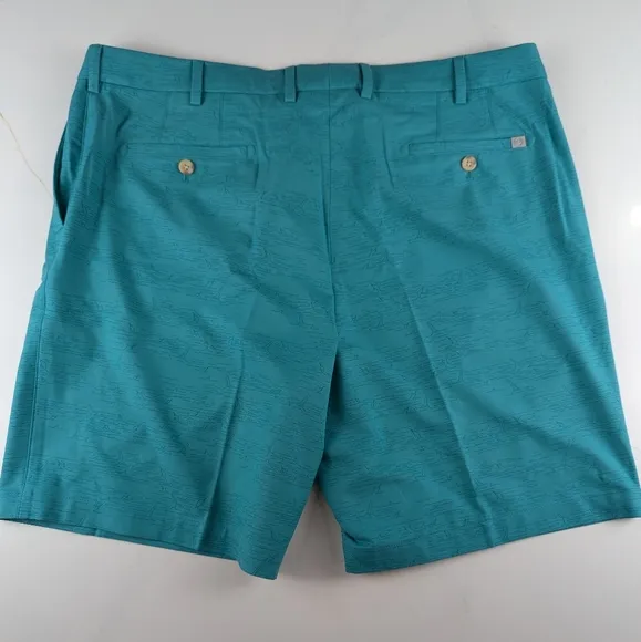 NWT Peter Millar Mens Salem Fishing Performance Golf Shorts 38 Green MS23EB83