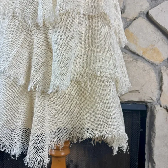 NWT Ralph Lauren Black Label Layered Raw Edge Linen Skirt Natural | 12