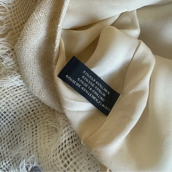 NWT Ralph Lauren Black Label Layered Raw Edge Linen Skirt Natural | 12