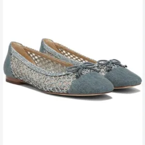NWT Sam Edelman May Woven Denim Flat, Size 9