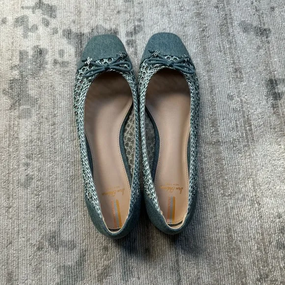 NWT Sam Edelman May Woven Denim Flat, Size 9