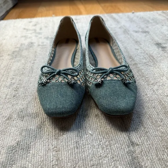 NWT Sam Edelman May Woven Denim Flat, Size 9