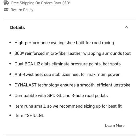 NWT Shimano S-PHYRE Dynalast bicycle shoes