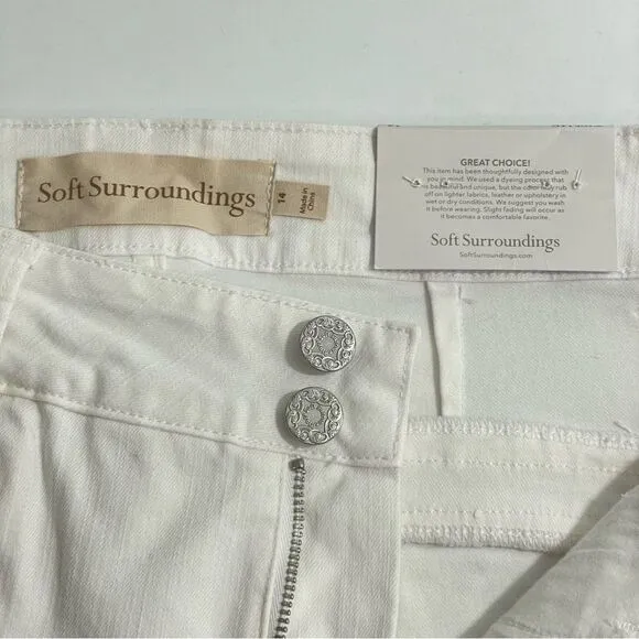NWT Soft Surroundings Ultimate White Wide Leg Full Length Trouser Jeans Size 14