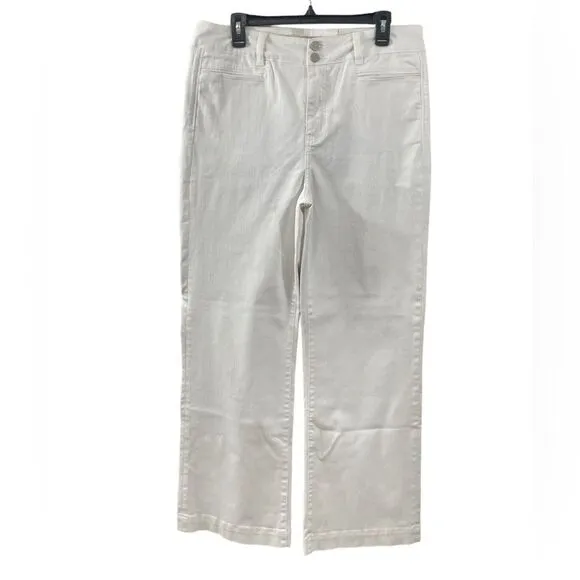 NWT Soft Surroundings Ultimate White Wide Leg Full Length Trouser Jeans Size 14