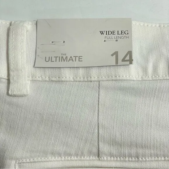 NWT Soft Surroundings Ultimate White Wide Leg Full Length Trouser Jeans Size 14
