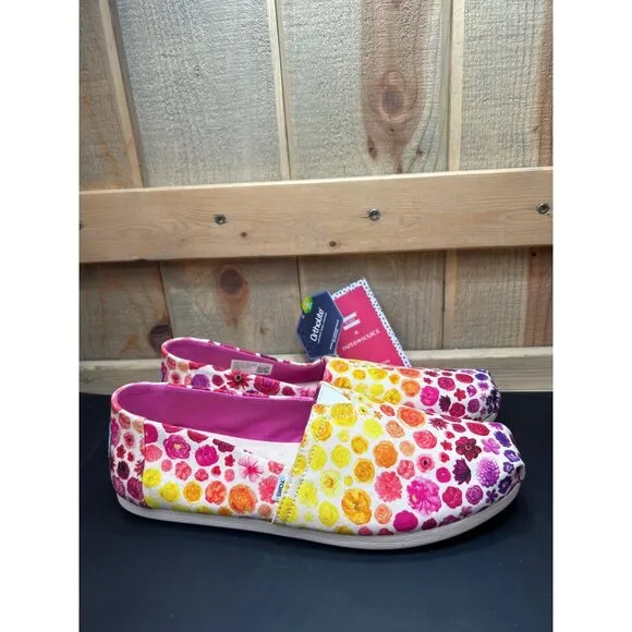 NWT TOMS X Paper Source Alpargata Rainbow Ombre Floral Print Shoes Size 8.5