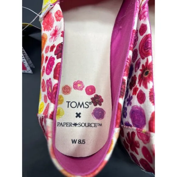 NWT TOMS X Paper Source Alpargata Rainbow Ombre Floral Print Shoes Size 8.5